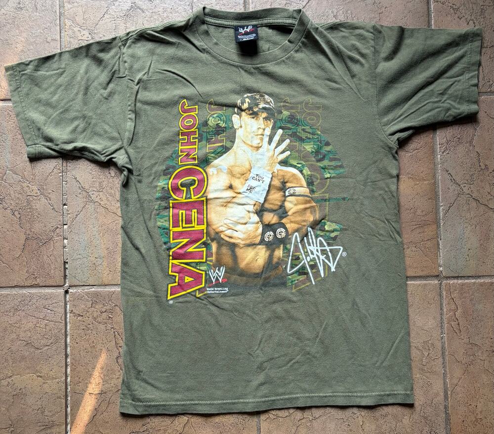 Vintage Y2K WWE John Cena You Can't See Me Camo T-Shirt Cygnus Medium